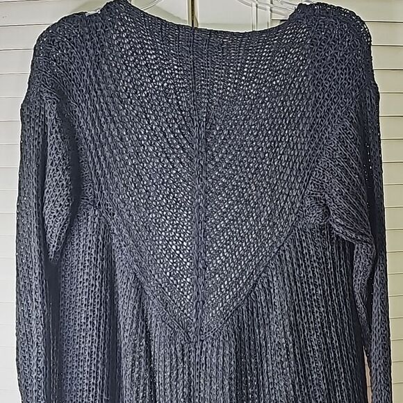 Cardigan by Simply Noelle Open Knit Black Back Slit Size S/M - Picture 7 of 7